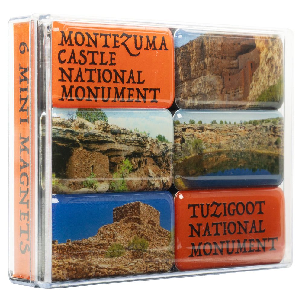 Set of six mini magnets featuring Montezuma Castle National Monument and Tuzigoot National Monument.