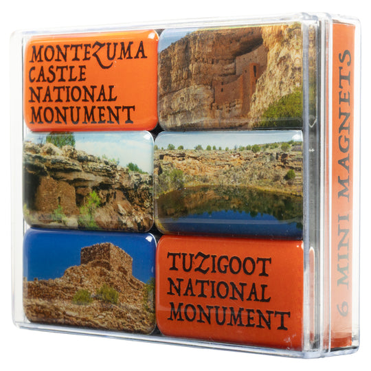 Set of mini magnets featuring Montezuma Castle National Monument and Tuzigoot National Monument.