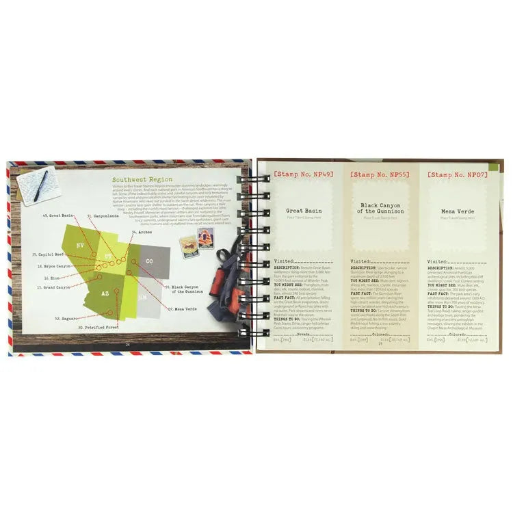 Travel Stamps U.S. National Park Album &amp; Guide interior pages