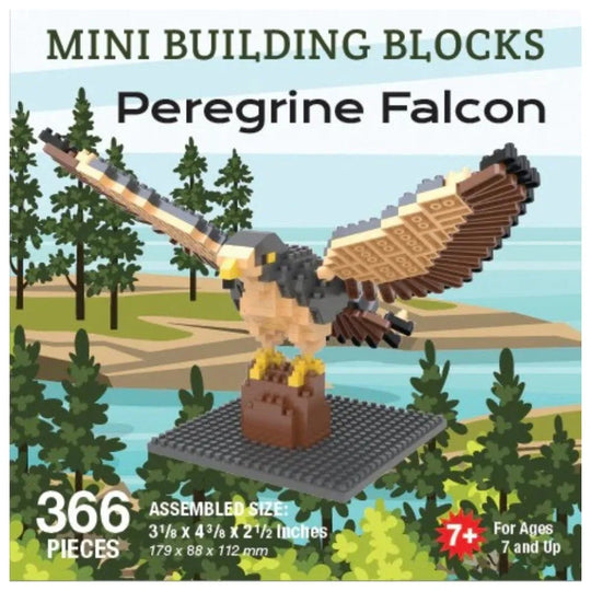 Mini building blocks set of a peregrine falcon with nature background