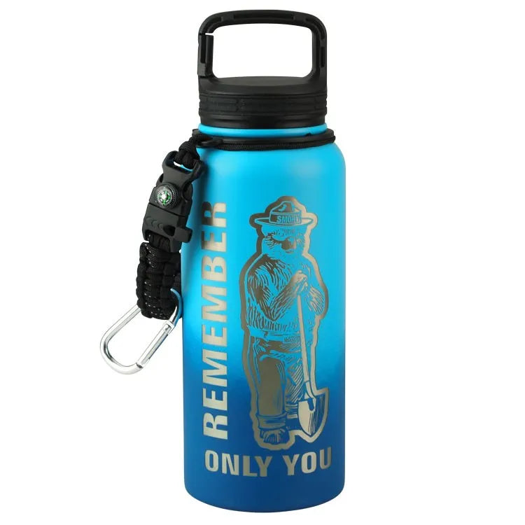 Smokey Bear Hiker Insulated Water Bottle front view