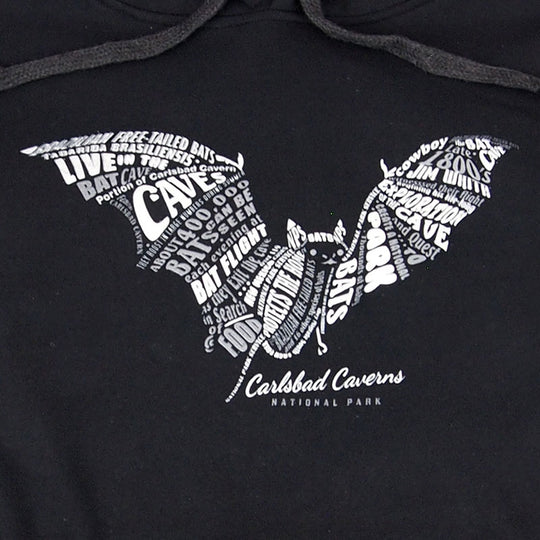 Carlsbad Caverns National Park Bat Typography Fleece Hoodie