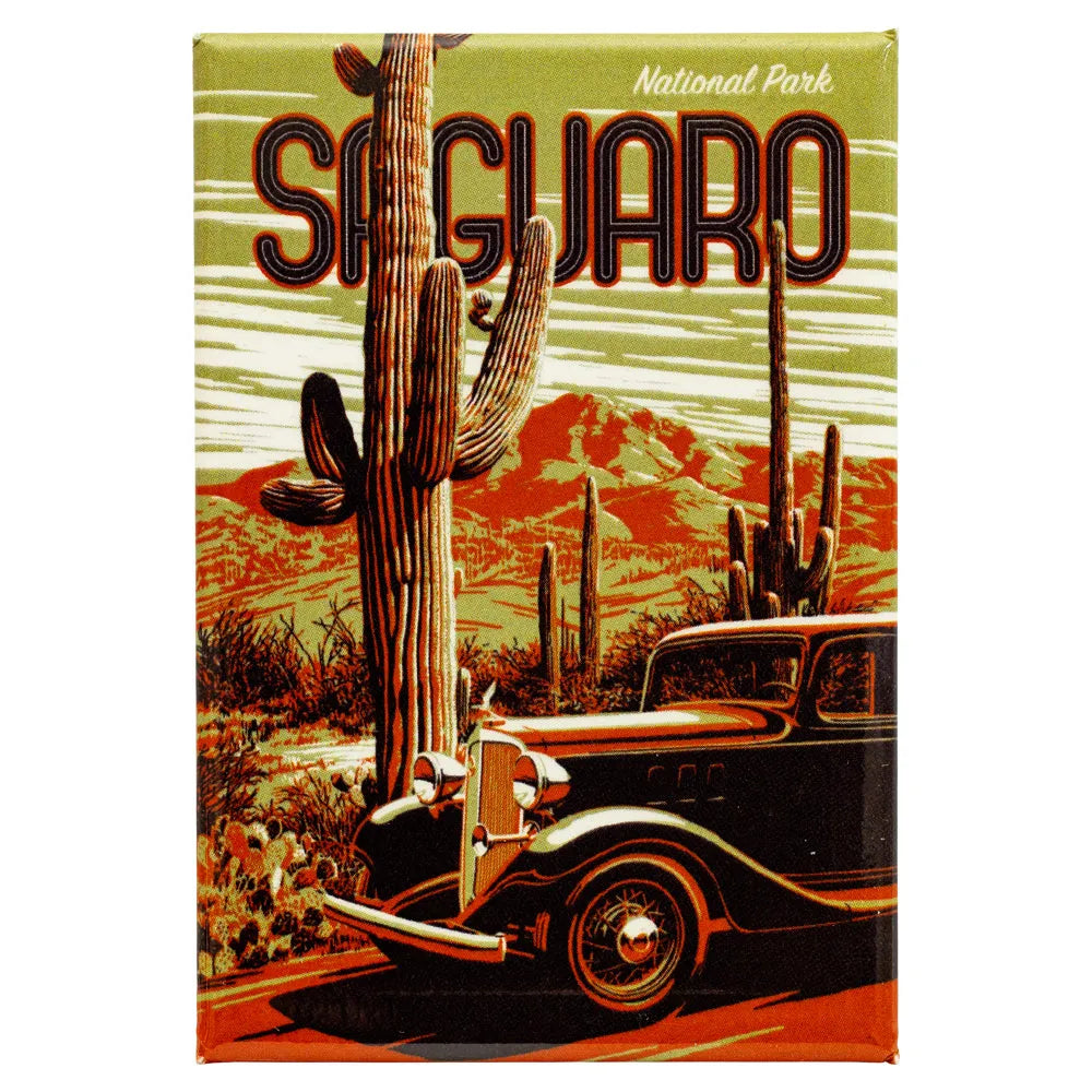 Saguaro National Park Magnet - Retro Car