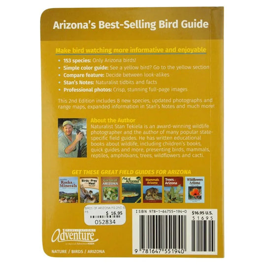 Birds of Arizona Field Guide - 2nd Edition by Stan Tekiela back cover