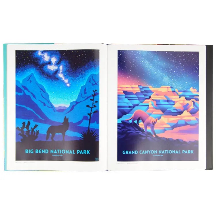 Interior pages featuring illustrations of Big Bend and Grand Canyon National Parks