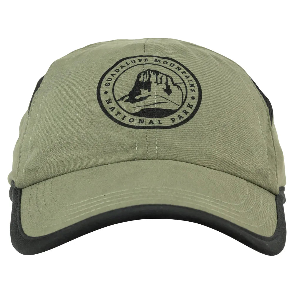 Guadalupe Mountains National Park Performance Cap green with black trim front view