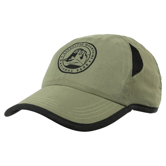 Guadalupe Mountains National Park Performance Cap green with black trim facing right