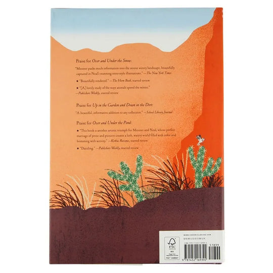 Back cover of Over and Under the Canyon by Kate Messner with art by Christopher Silas Neal