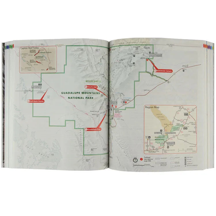 Interior pages with a map of Guadalupe Mountains National Park