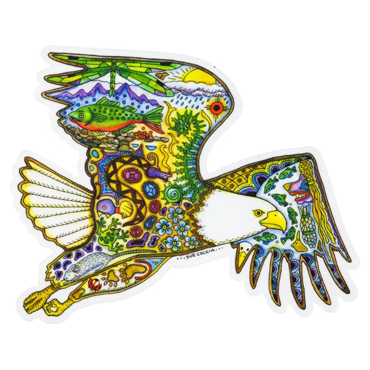 Earth Art Bald Eagle Sticker