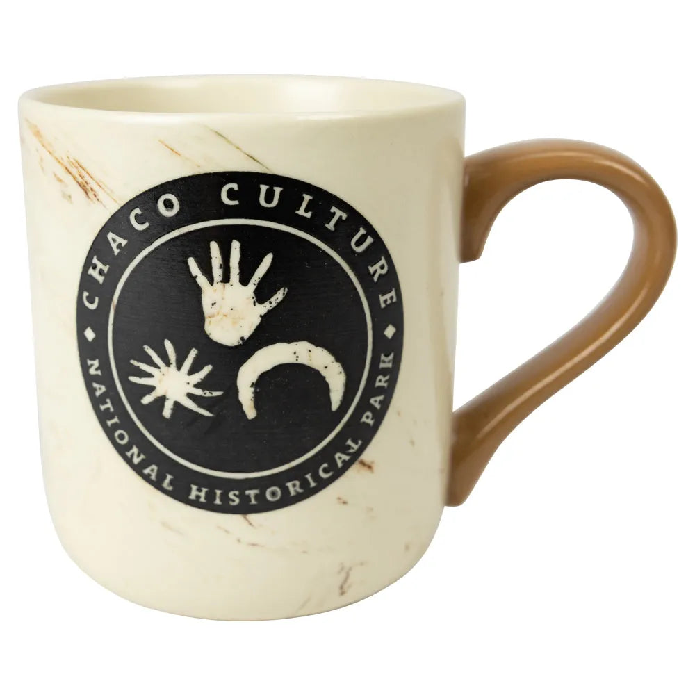 Mug with Chaco Culture National Historical Park logo on a white background