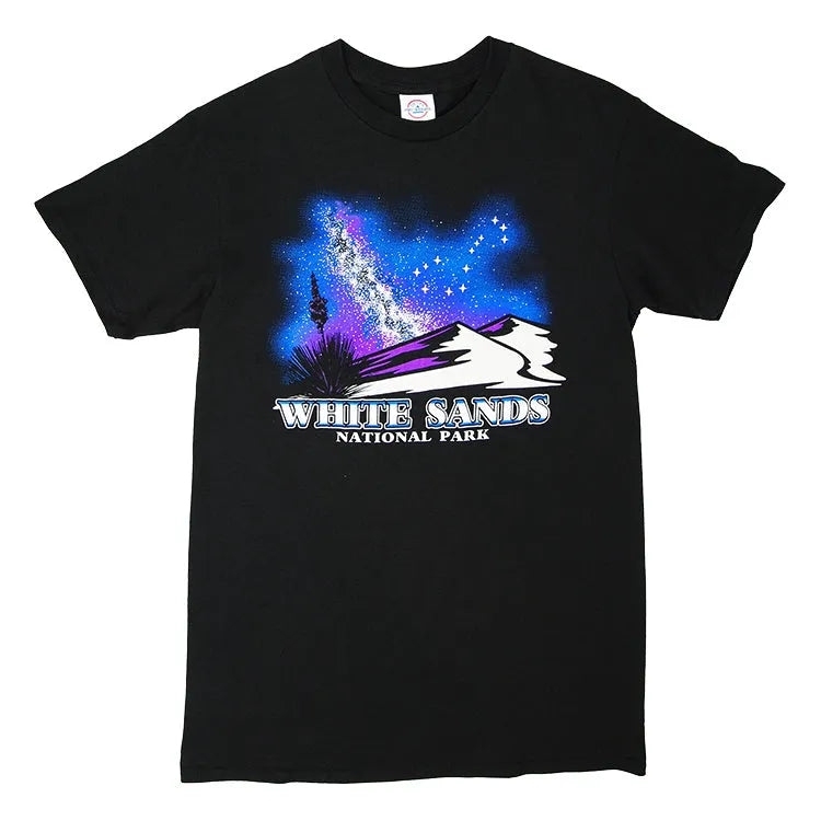White Sands National Park T-Shirt - Night Sky lay flat front view