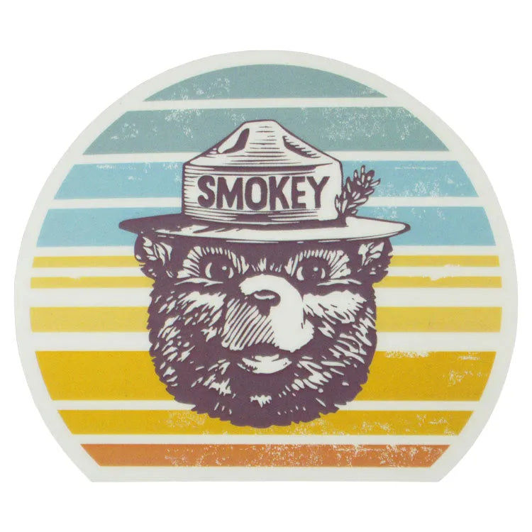 Smokey Bear Sticker - Retro Round