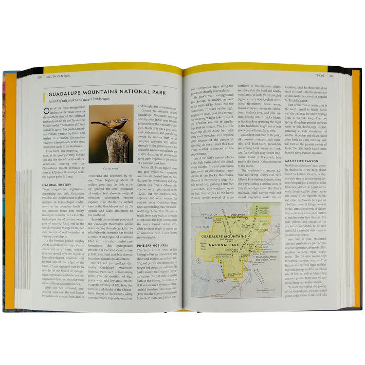 Interior page featuring Guadalupe Mountains National Park