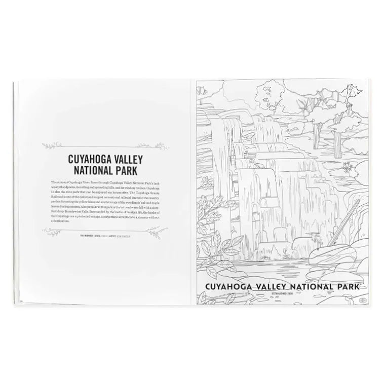 Art of the National Parks Coloring Book page for Cuyahoga Valley National Park