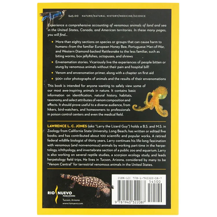 Venomous Animals of the United States and Canada by Lawrence L. C. Jones back cover