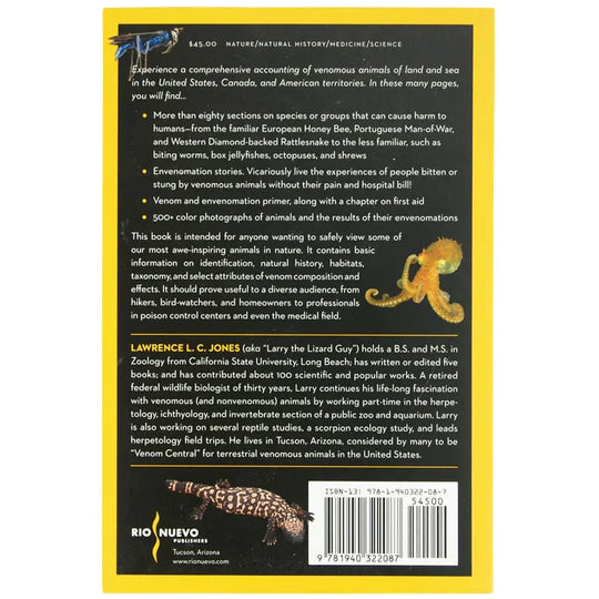 Venomous Animals of the United States and Canada by Lawrence L. C. Jones back cover