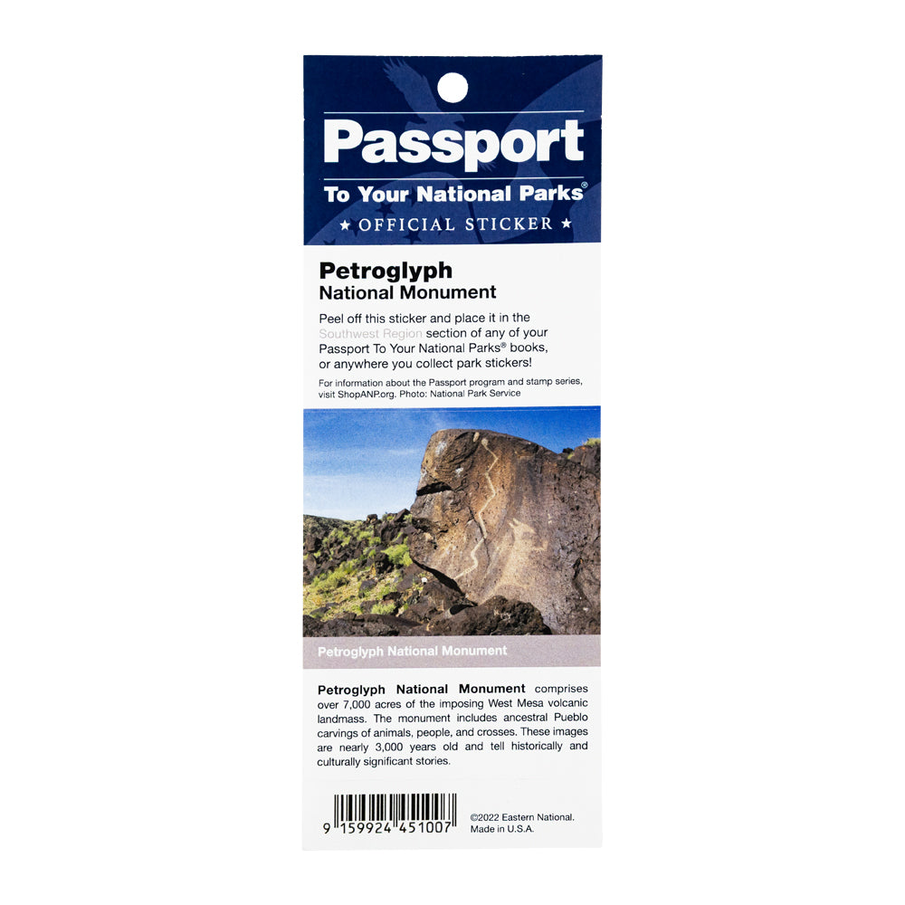 Passport to Your National Parks sticker for Petroglyph National Monument on a white background