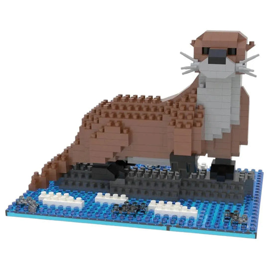 LEGO-like animal figure on a blue baseplate with white elements on a white background
