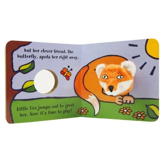 Little Fox Finger Puppet Book interior pages with fox puppet