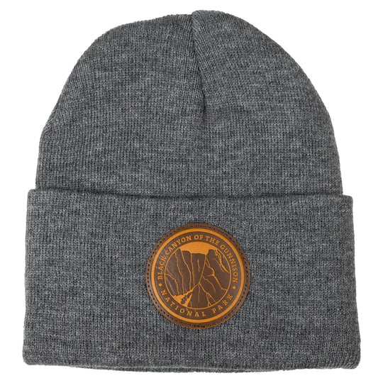 Black Canyon of the Gunnison National Park gray beanie with leather patch