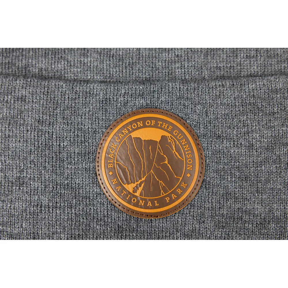 Black Canyon of the Gunnison National Park beanie leather patch detail