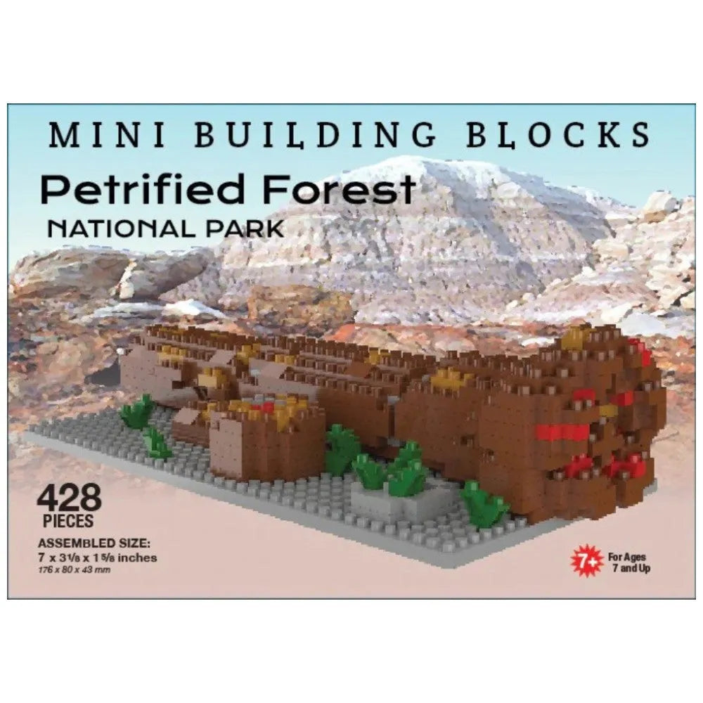 Mini building blocks set for Petrified Forest National Park with model and packaging details.