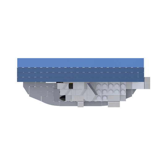 A 3D digital rendering of a  brick-like component, featuring a blue top layer and a gray textured base, shown against a plain white background.