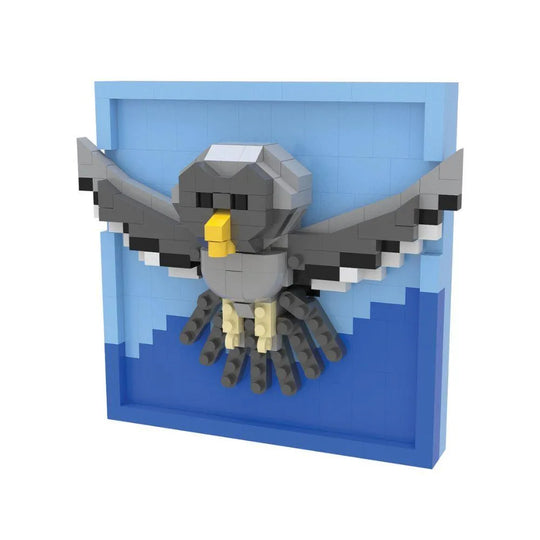 Mini block magnet set of a great horned owl on a white background