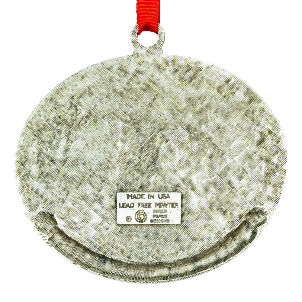 Timpanogos Cave National Monument Pewter Ornament reverse side view on a white background