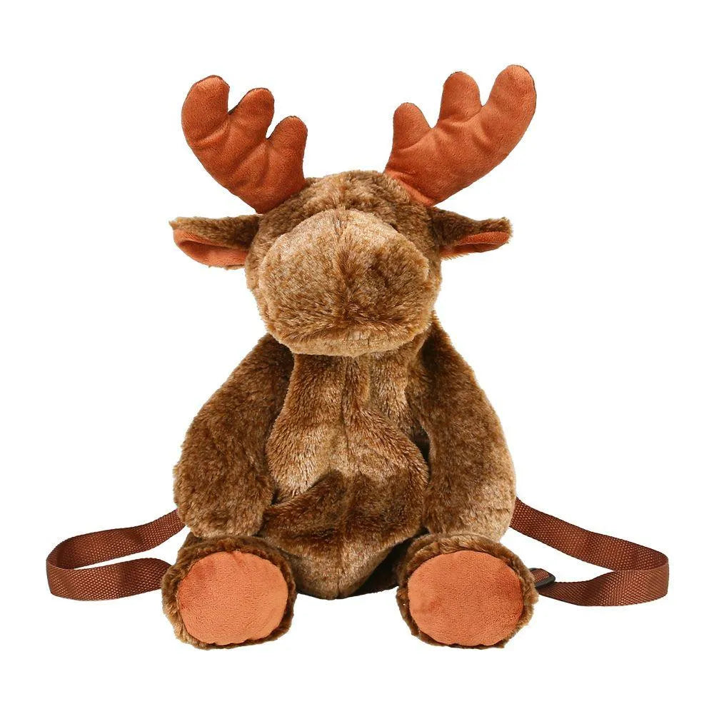 A brown moose plush backpack