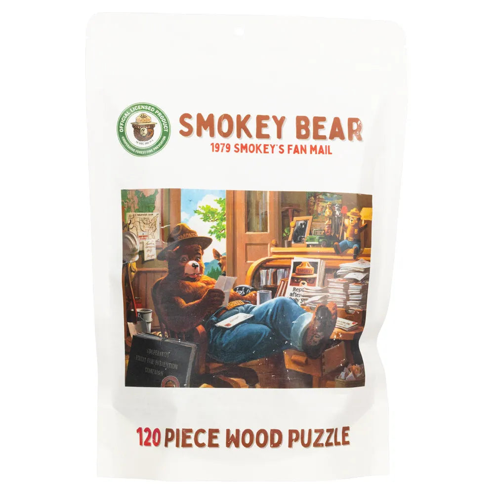 Smokey Bear 120 piece wood puzzle packaging on a white background