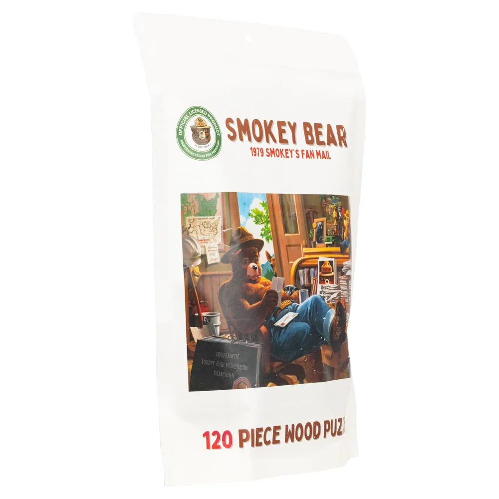 Smokey Bear 120 piece wood puzzle packaging on a white background