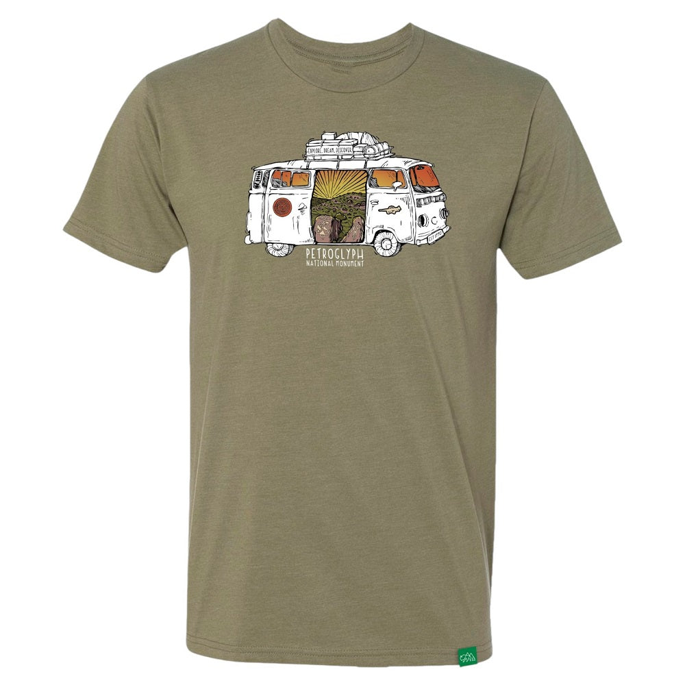 Petroglyph National Monument T-Shirt - Van Tour design on a white background