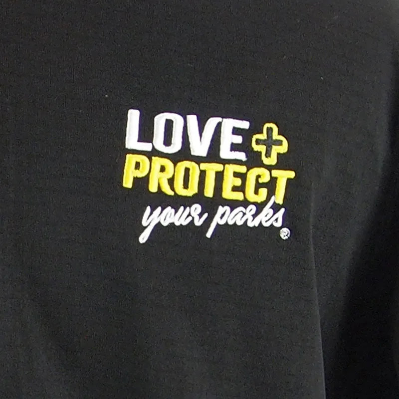 Love + Protect Your Parks® 1/4 Zip Men's Performance Fleece logo detail