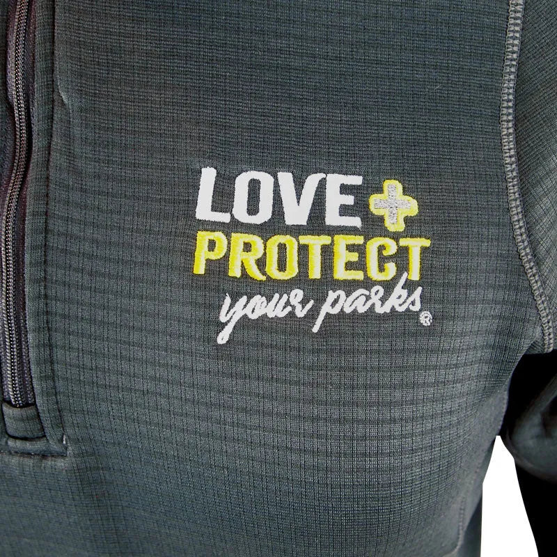 Love + Protect Your Parks® 1/4 Zip Ladies Performance Fleece logo detail