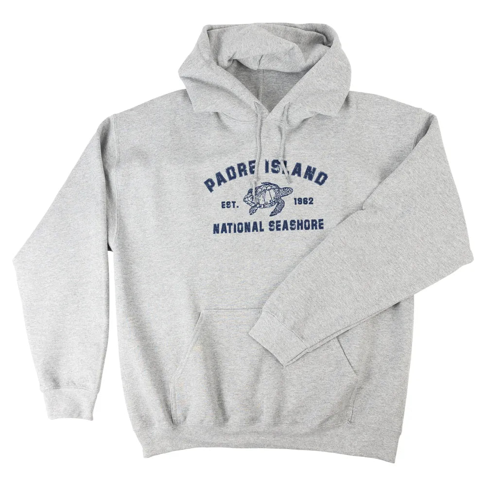 Padre Island hoodie with one arm folded over front