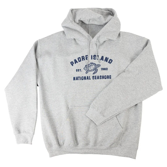 Padre Island hoodie with one arm folded over front