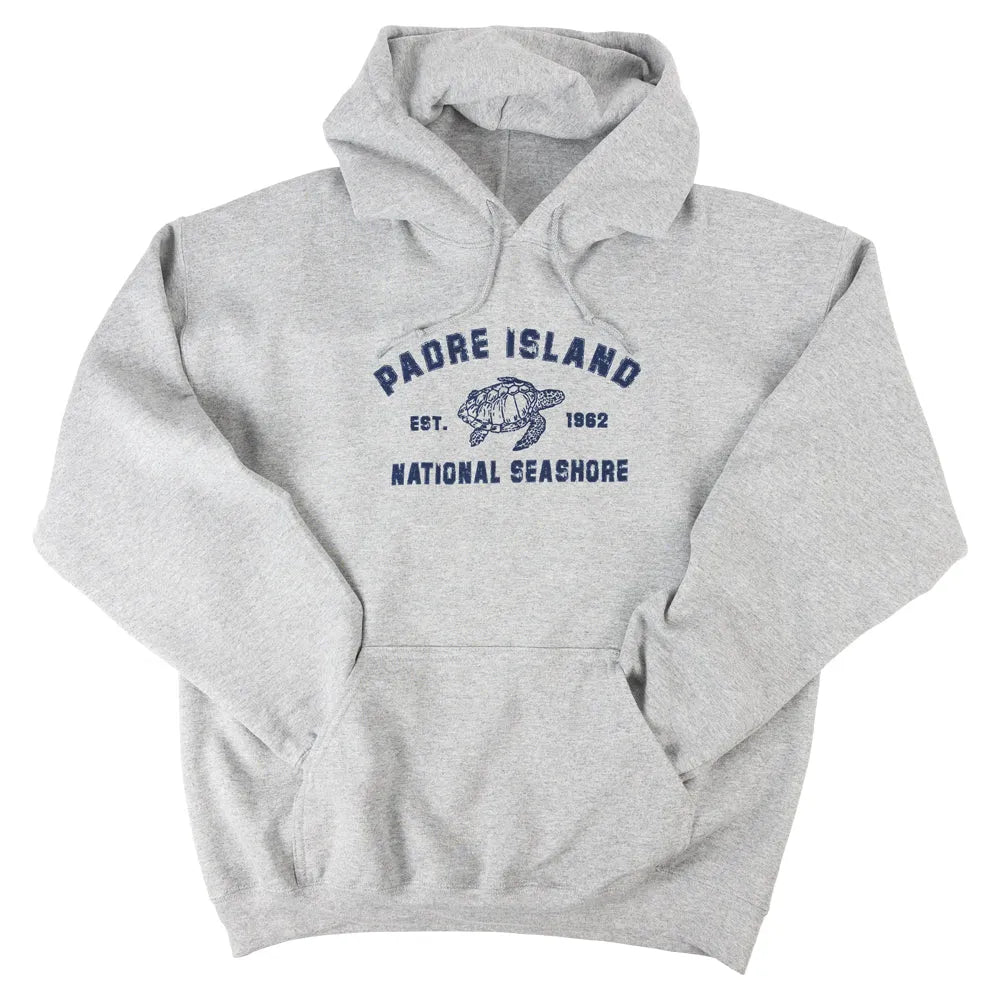 Padre Island sweatshirt with arms tucked in kangaroo pocket