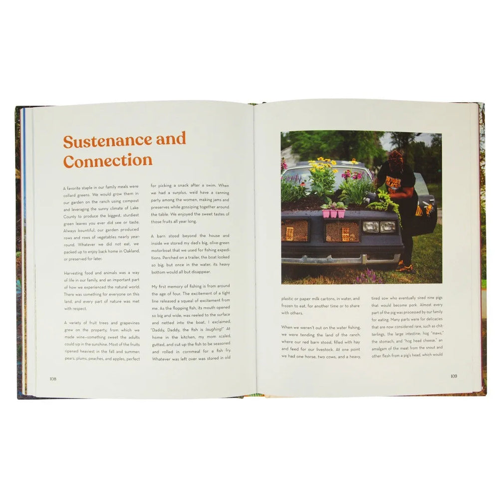 Interior pages about sustenance and connection from Nature Swagger by Rue Mapp