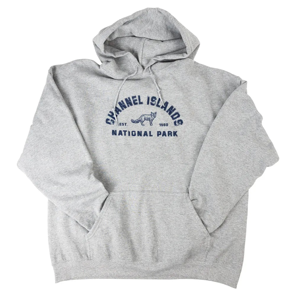 Channel Islands sweatshirt with arms tucked into kangaroo pocket