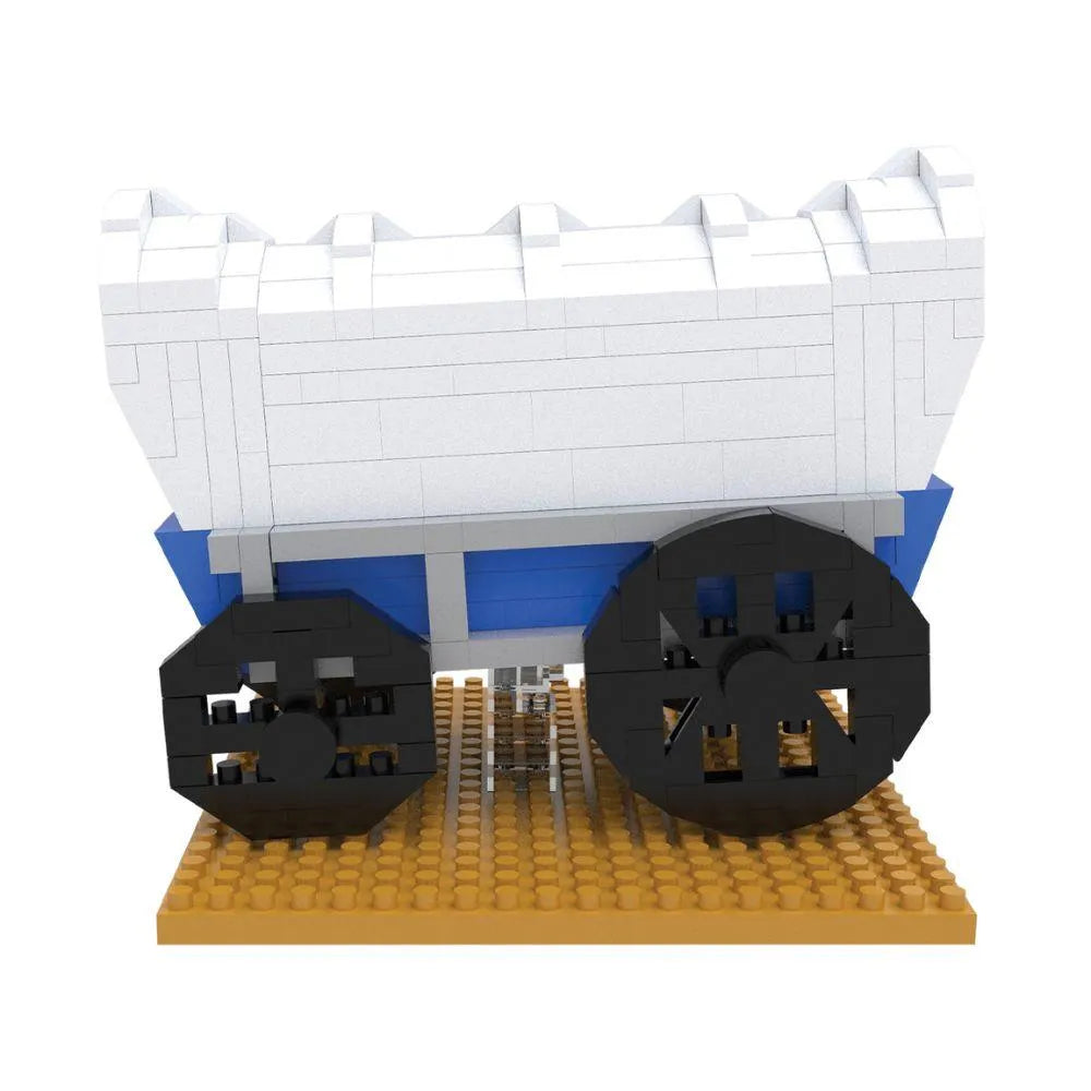Mini block set of a covered wagon against a white background