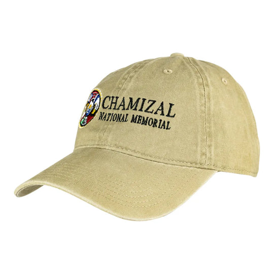Beige cap with 'Chamizal National Memorial' text and logo on a white background