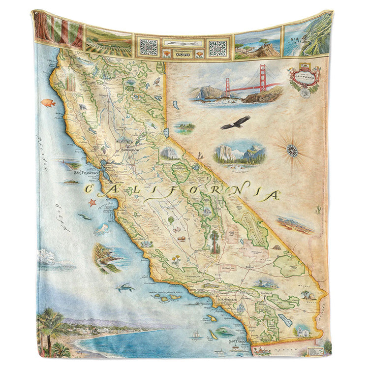 California Map Fleece Blanket