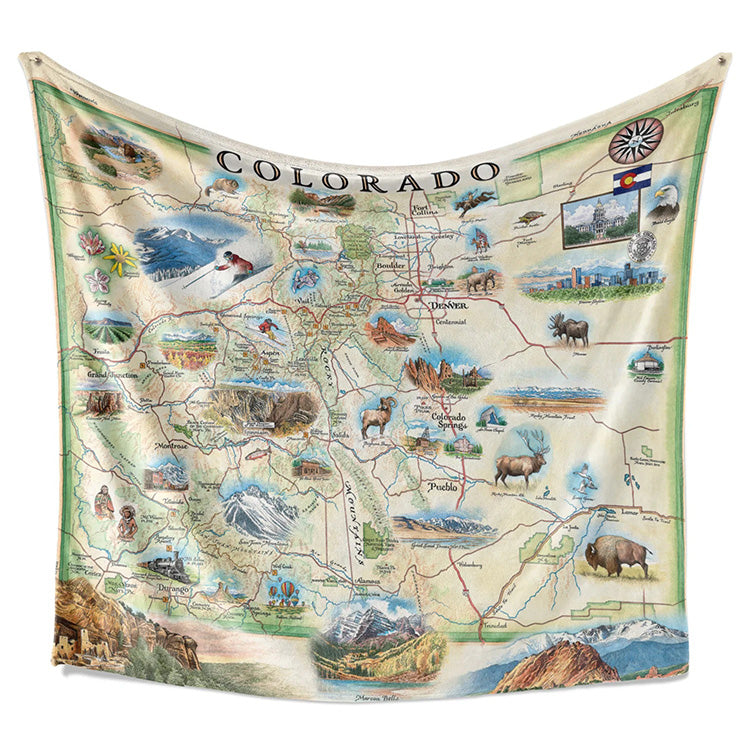 Colorado Map Fleece Blanket