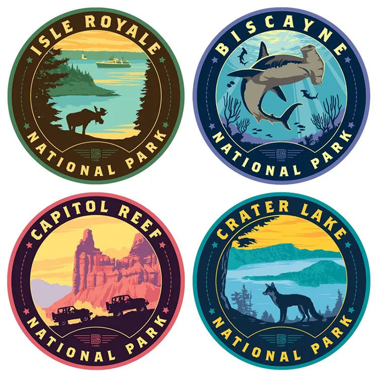 Four Individual ADG National Parks Large Circle Stickers