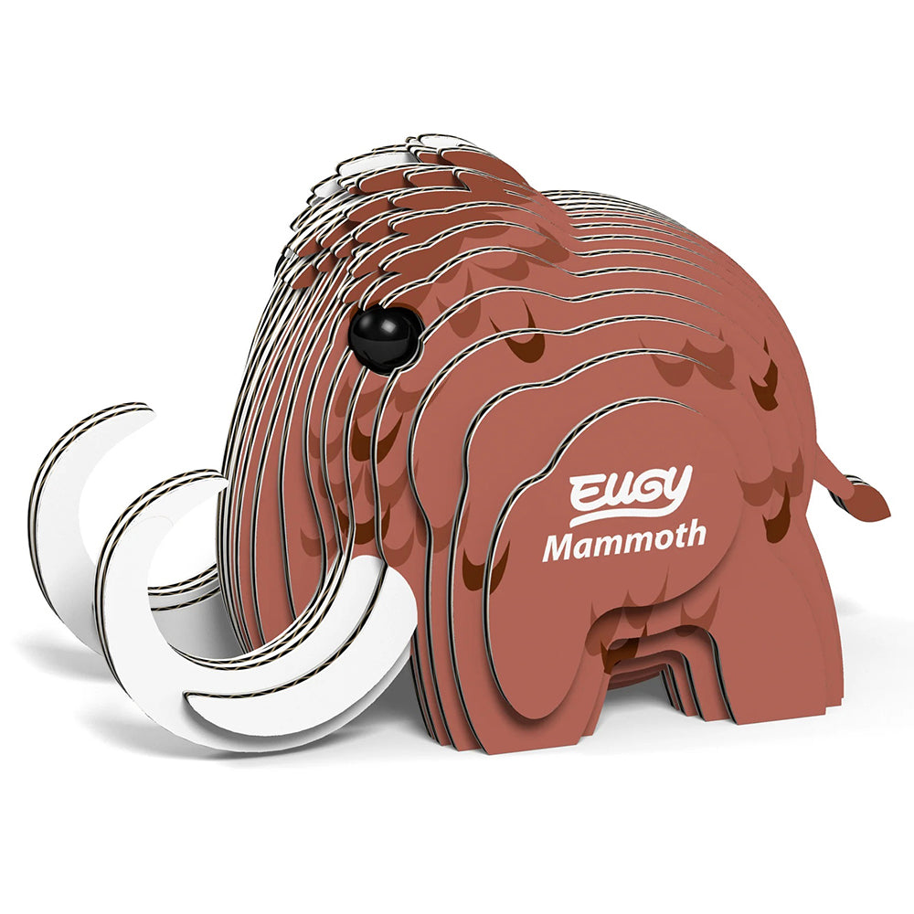 Mammoth-shaped 3D puzzle with 'Eugy' branding on a white background