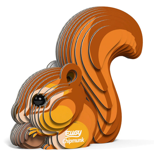 3D puzzle of a chipmunk with 'Eugy' branding on a white background