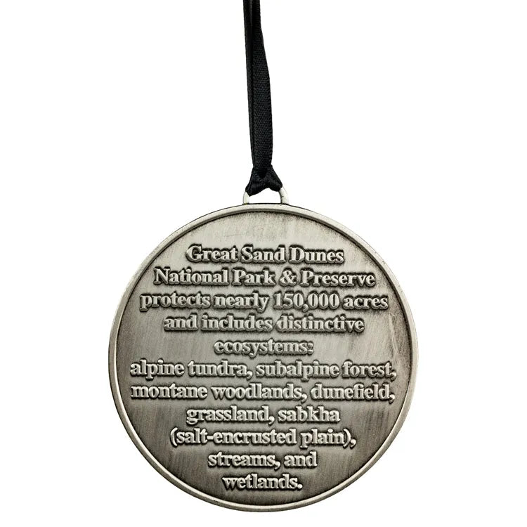Great Sand Dunes National Park and Preserve Aluminum Ornament Back with Text