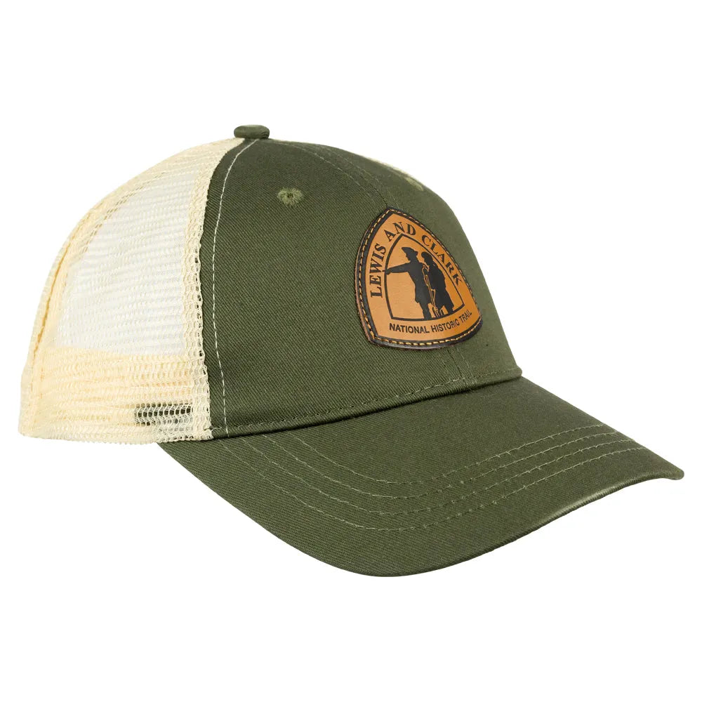 Lewis & Clark National Historic Trail Mesh Back Cap - Leather Patch quarter turn left